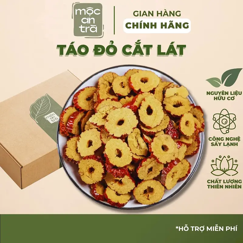 Táo Đỏ Cắt Lát Sấy Khô 100gr Đều Đẹp, Dễ Dùng Nấu Chè, Pha Trà, Bổ Huyết, Dưỡng Tâm, Tốt Cho Sức Khỏe - Main image